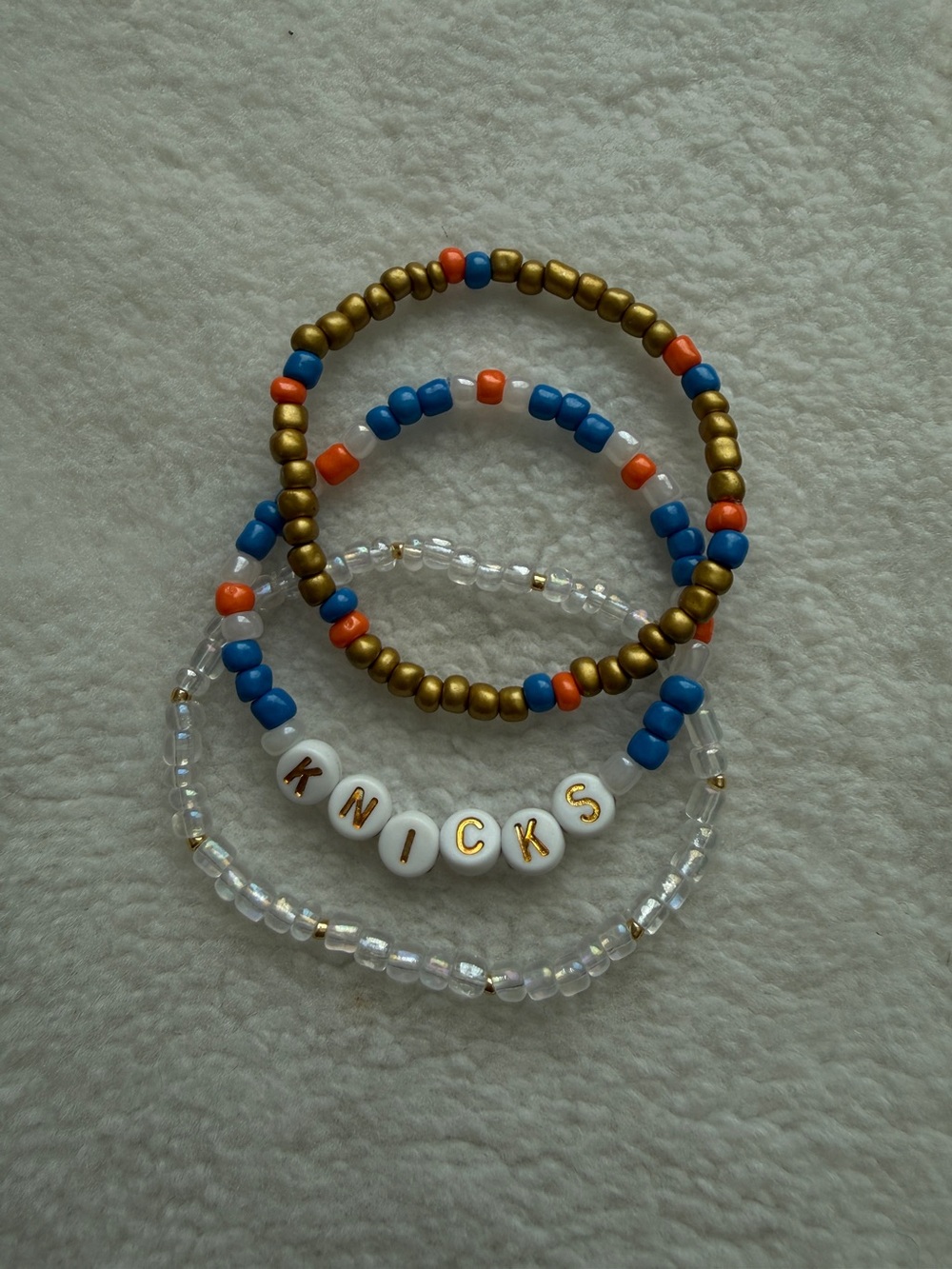Handmade beaded New York KNICKS bracelets